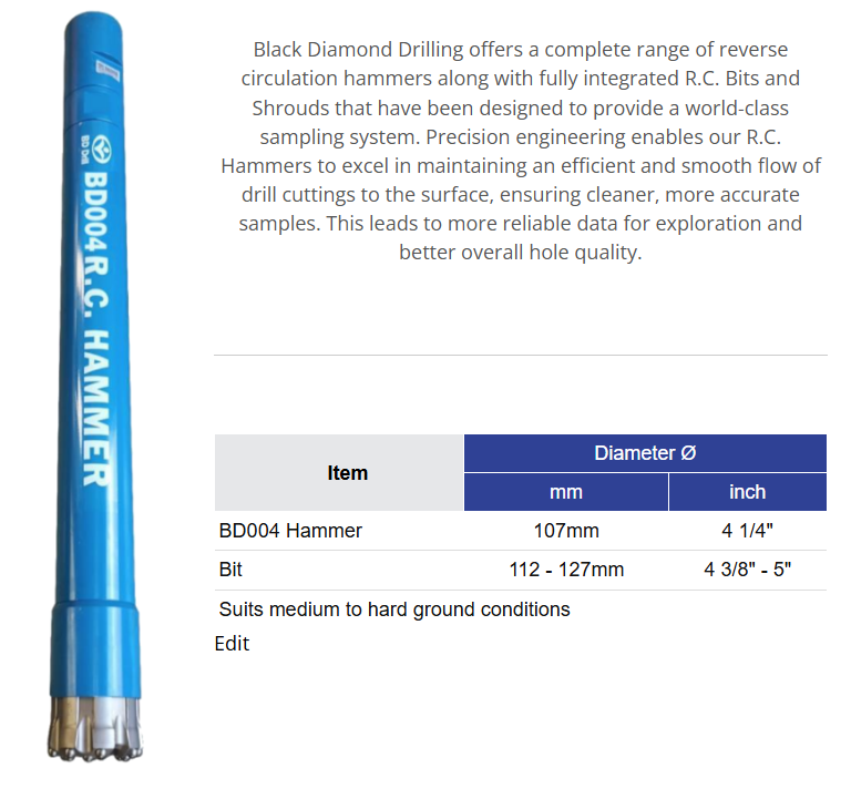 Black Diamond Drilling BD004 information