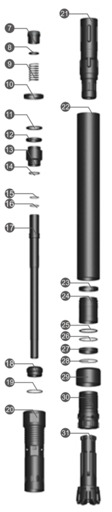 Black Diamond Drilling BD040 RC Reverse Circulation Hammer Parts list