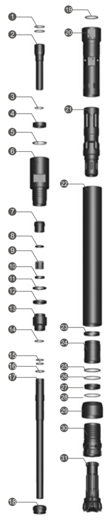 Black Diamond Drilling BD52 RC Reverse Circulation Hammer Parts list